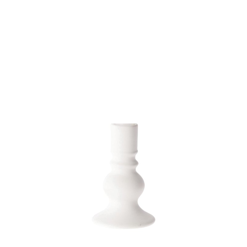 Bílý hladký porcelánový svícen