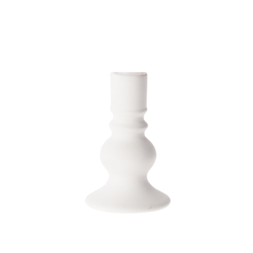 Bílý hladký porcelánový svícen