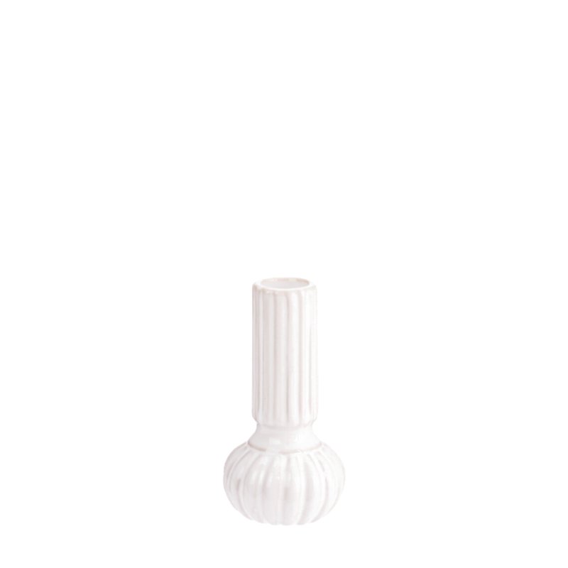 Bílý porcelánový svícen zaoblený - 12 cm