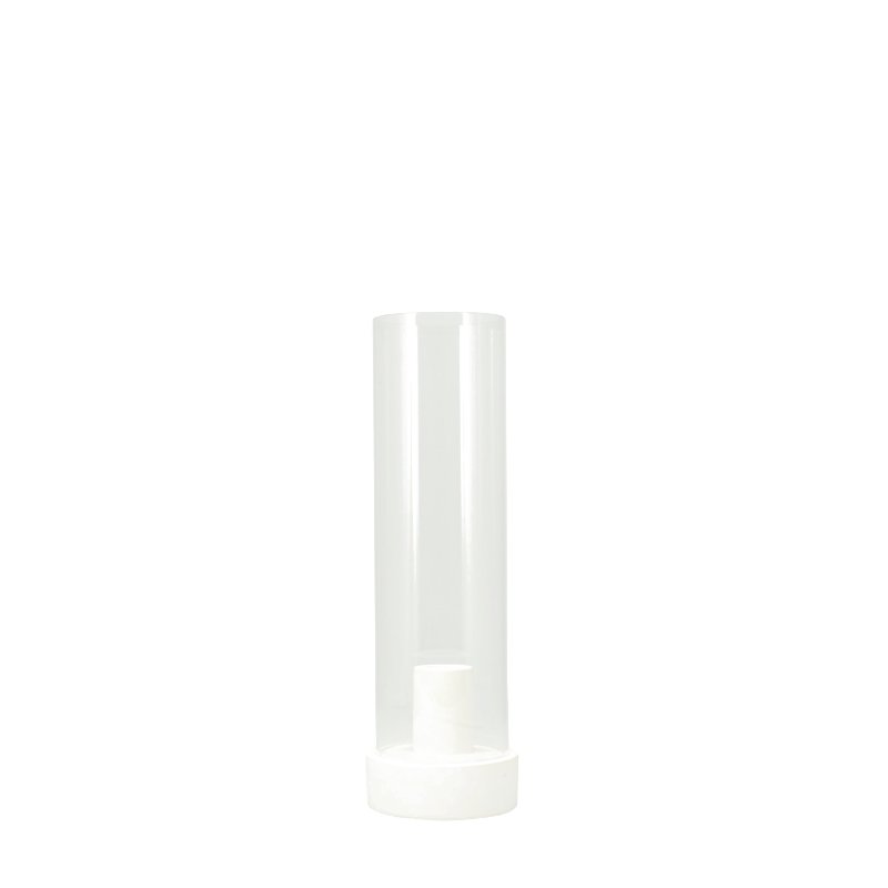 Bílý svícen s odnímatelným skleněným krytem 29 cm