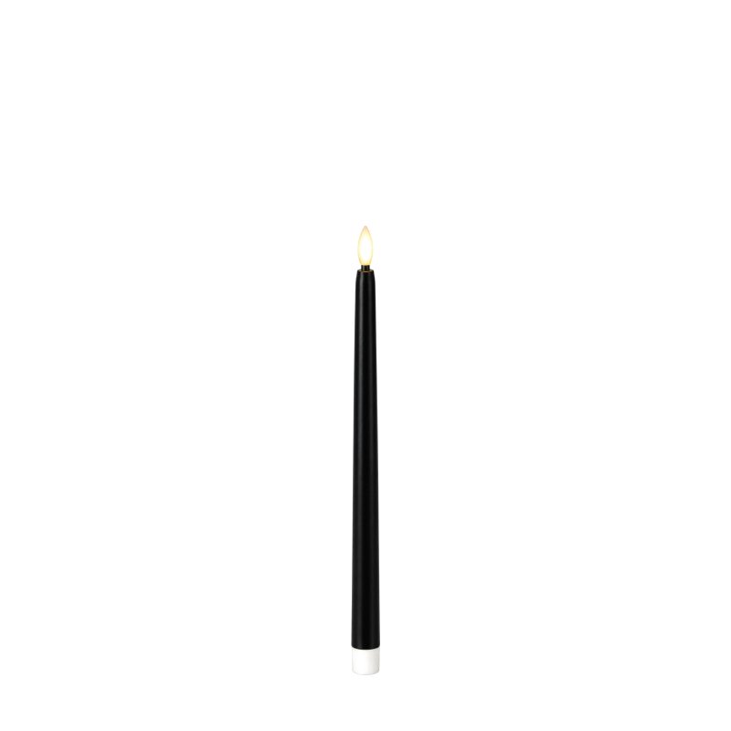 Černá voskovoná konická LED svíčka k zapůjčení