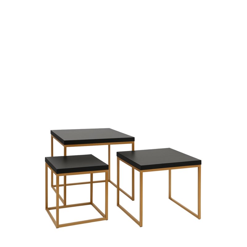 Černé dřevěné stolky - set 3 kusů
