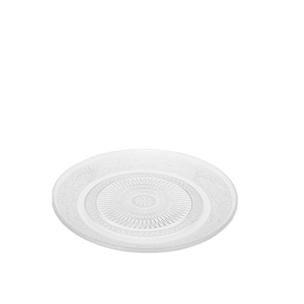 Čirý skleněný talíř se vzorem 18 cm