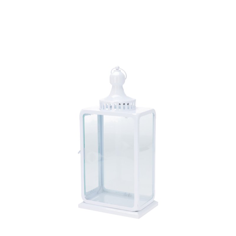 Elegantní kovová bílá lucerna – 46 cm