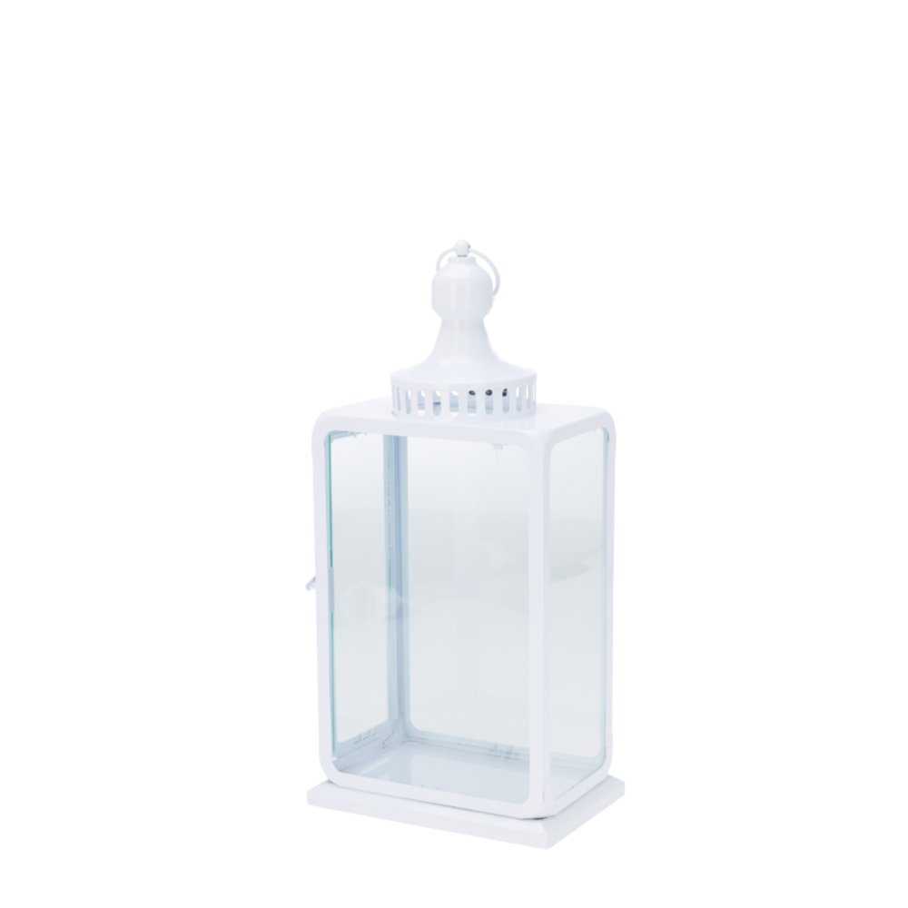 Elegantní kovová bílá lucerna – 46 cm