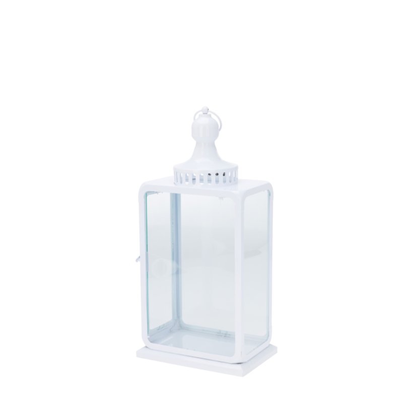 Elegantní kovová bílá lucerna – 46 cm