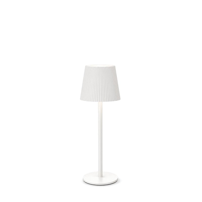 Bílá kovová LED lampička k zapůjčení