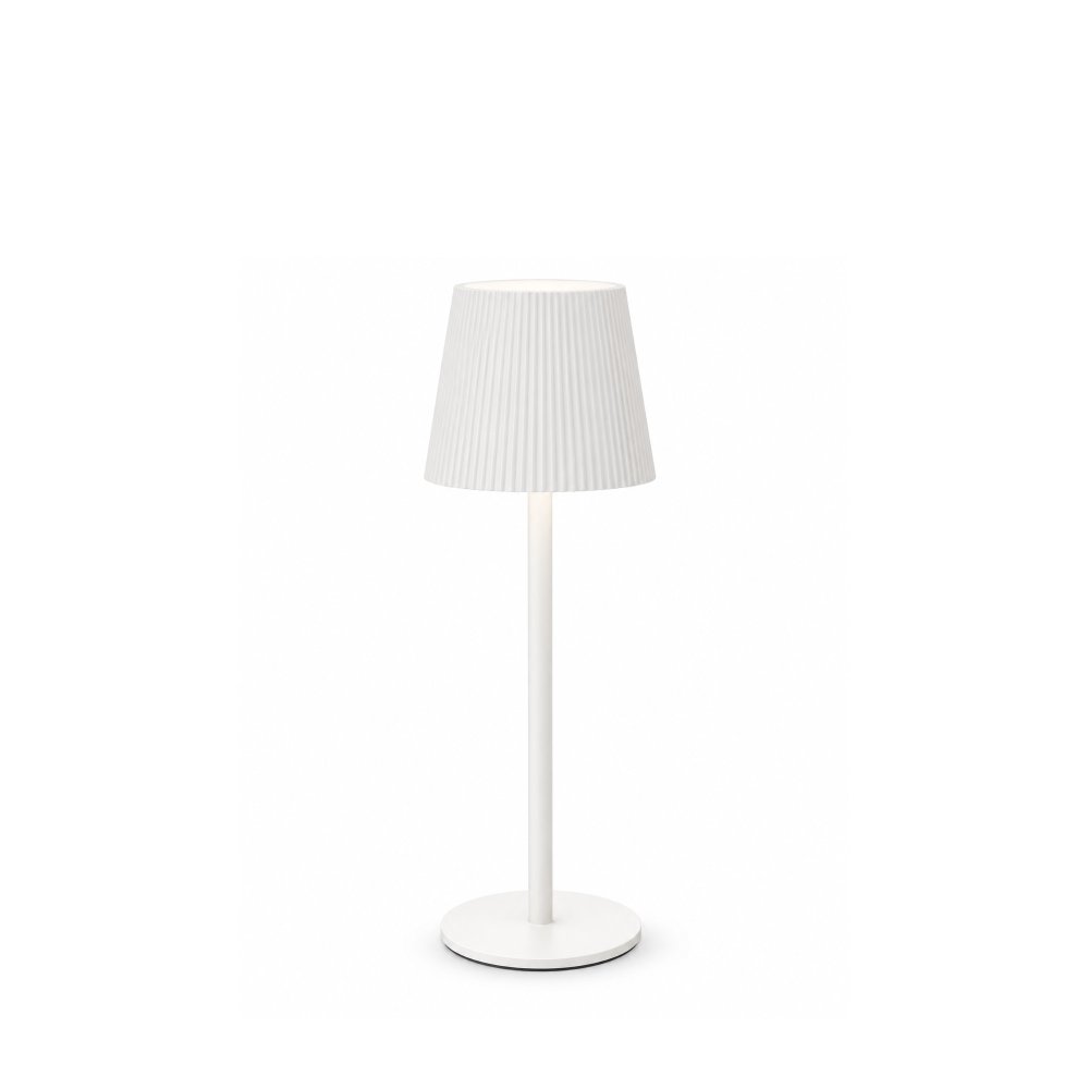 Bílá kovová LED lampička k zapůjčení