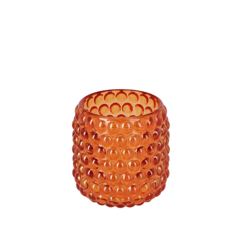 Oranžový skleněný svícen na čajovou svíčku