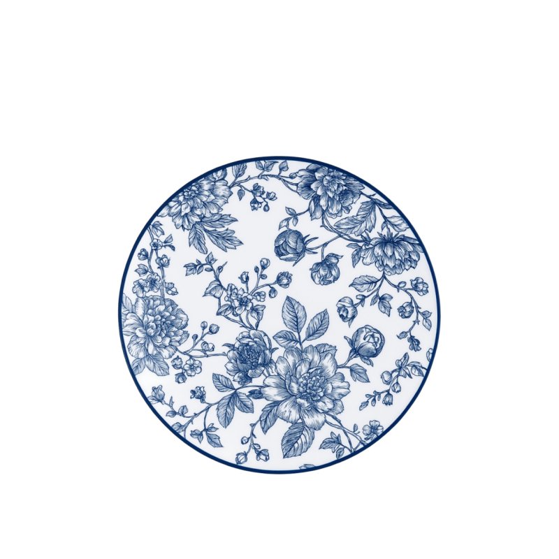 Porcelánový talíř s modrým květinovým vzorem