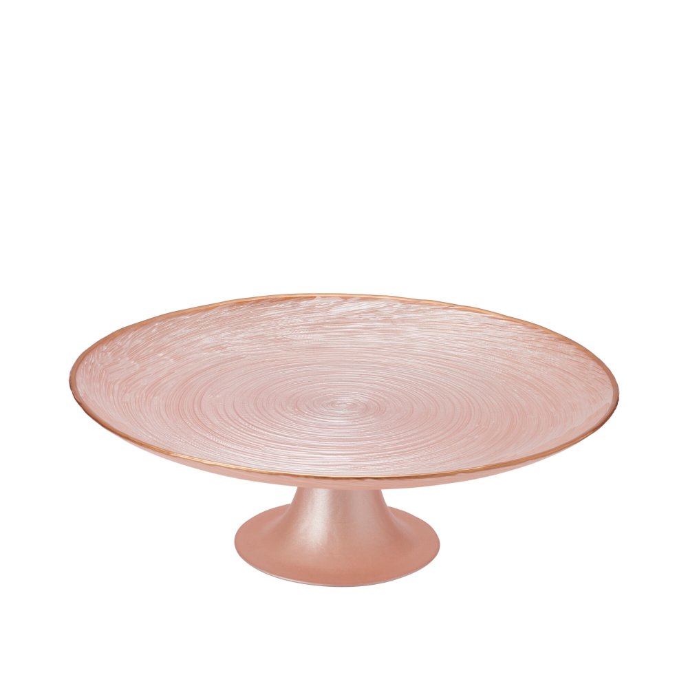 Růžový skleněný stojan na dort a dezerty 28 cm