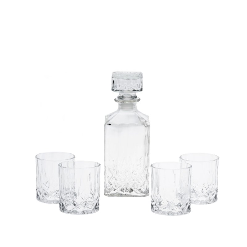 Sada karafy a sklenic na rum a whisky - 5dílná