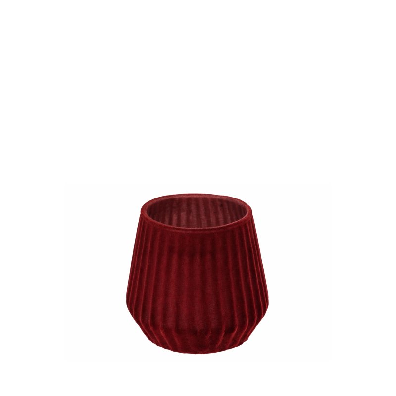 Skleněný svícen Velvet – vínová bordó barva k zapůjčení