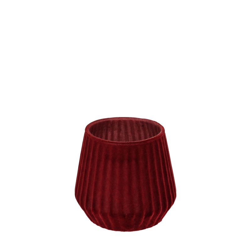 Skleněný svícen Velvet – vínová bordó barva 14 cm k zapůjčení