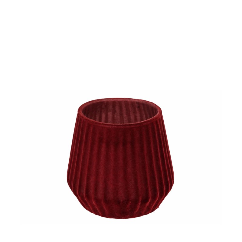 Skleněný svícen Velvet – vínová bordó barva 14 cm k zapůjčení