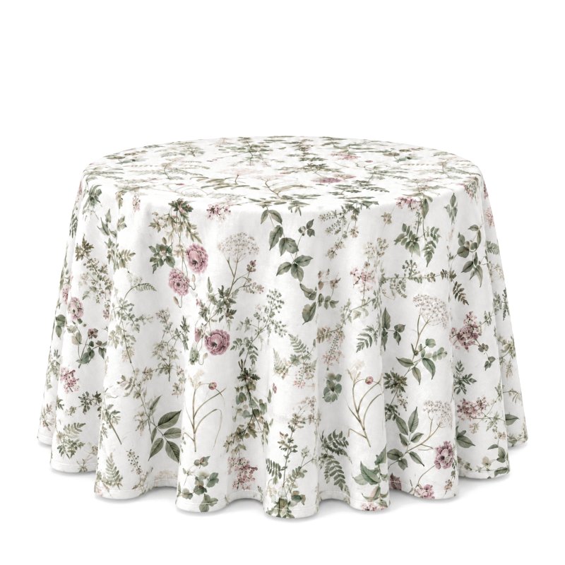 Ubrus Florissima 340 cm s botanickým vzorem na kulatém stole