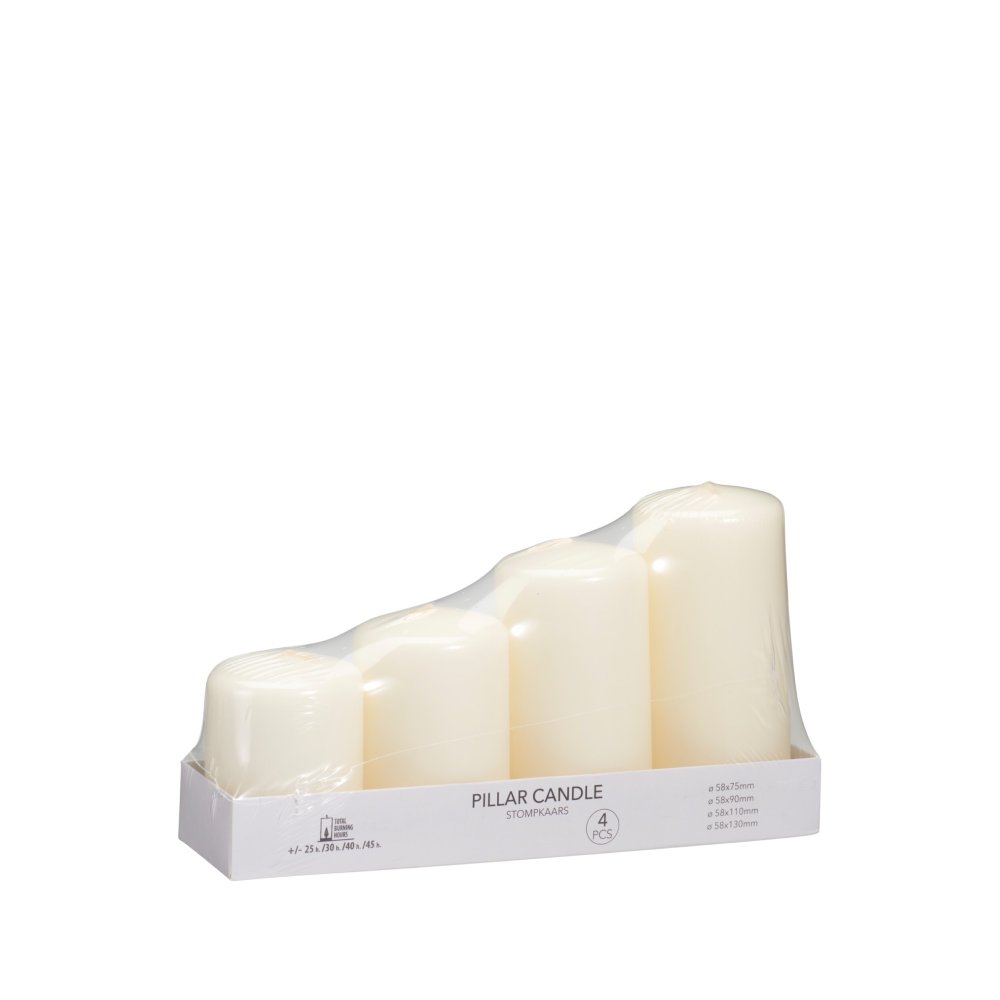 Válcové svíčky v barvě off white