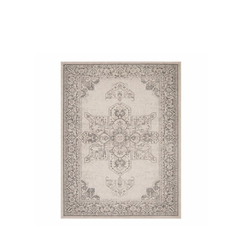 Venkovní koberec v šedo-krémovém odstínu 160 × 230 cm k zapůjčení