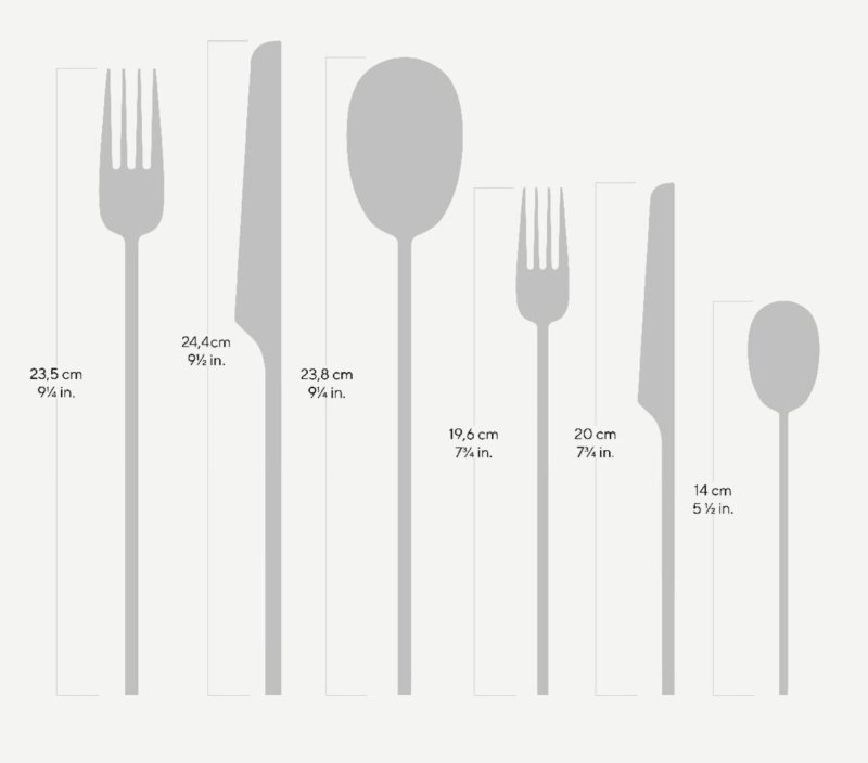 Zlaté moderní příbory set k zapůjčení rozměry