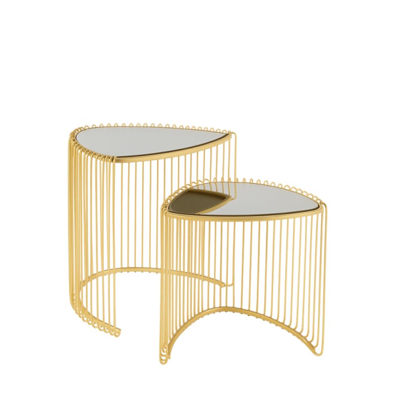 Zlatý odkládací stolek - set 2 kusů