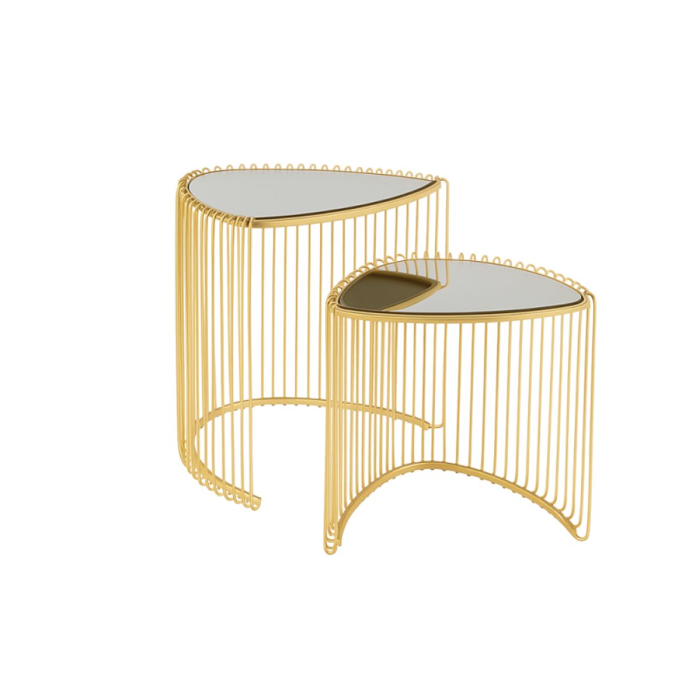 Zlatý odkládací stolek - set 2 kusů