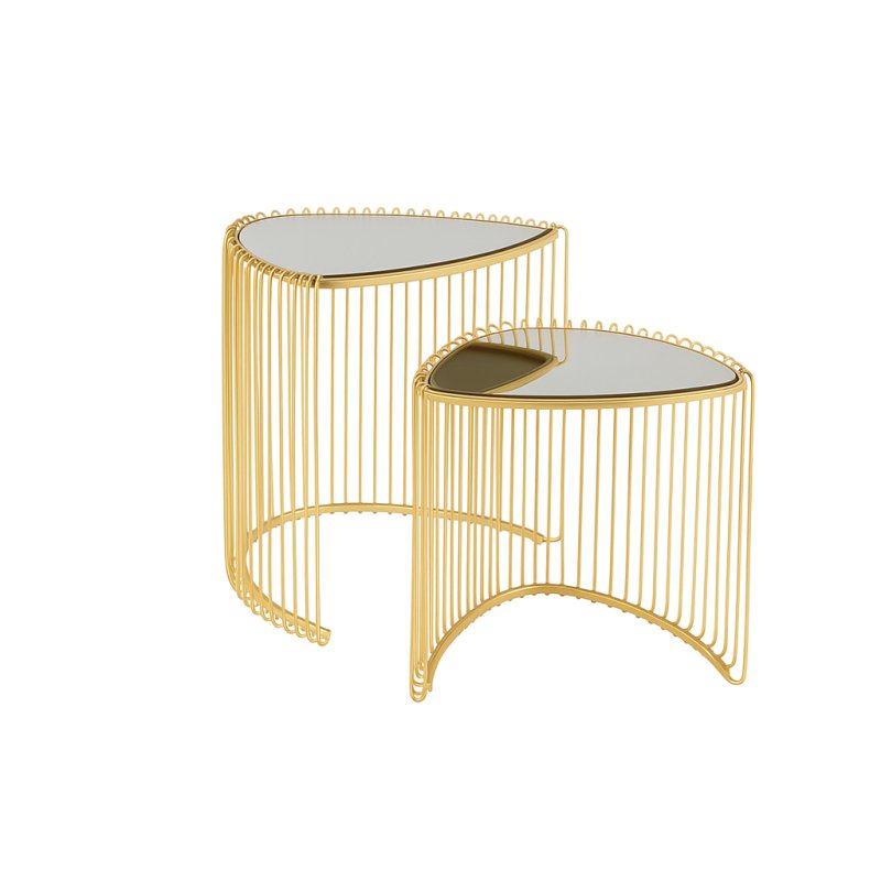 Zlatý odkládací stolek - set 2 kusů
