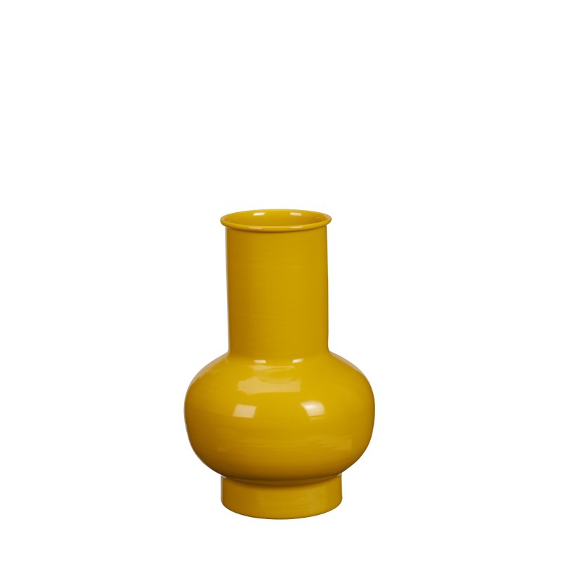 Žlutá kovová váza 26 cm